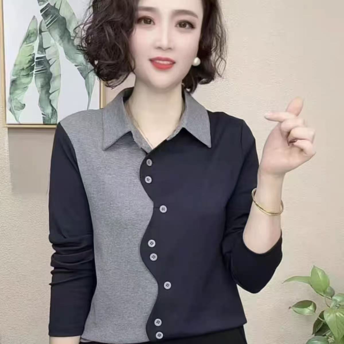 2025新款妈妈秋季洋气打底衫女修身百搭欧货长袖T恤卫衣内搭上衣