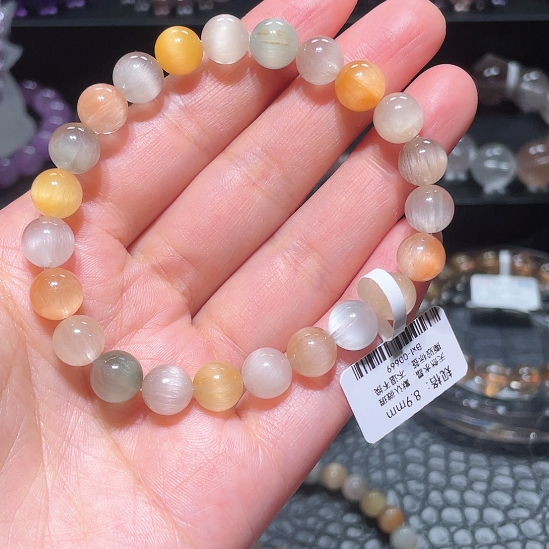 水晶手链未镶嵌兔毛手链，晶体通透