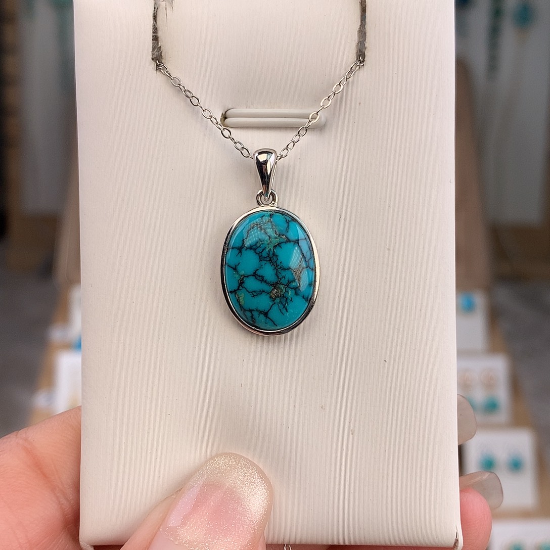 绿松石银S925镶嵌颈饰