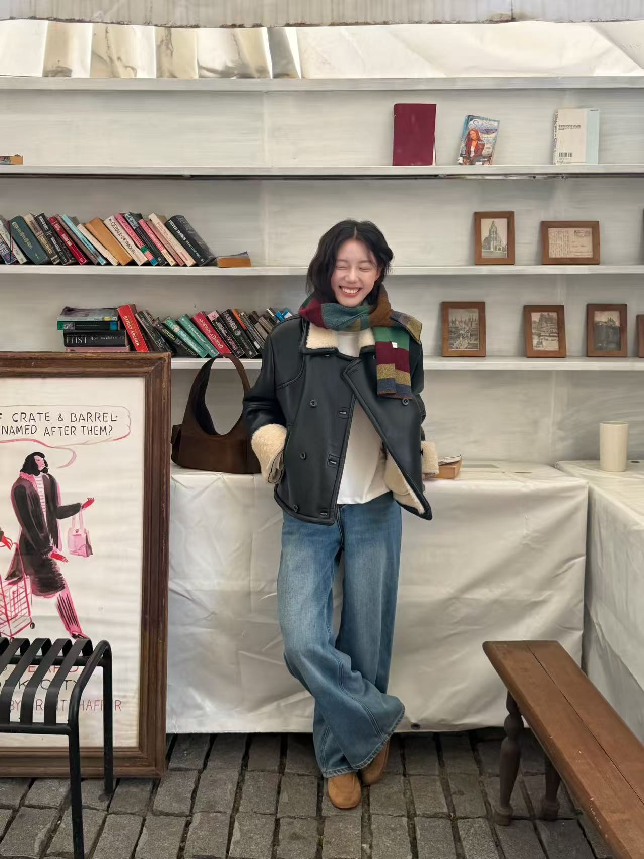 Peach 本期bi入款！复古时髦感翻领双排扣皮毛一体外套 10803