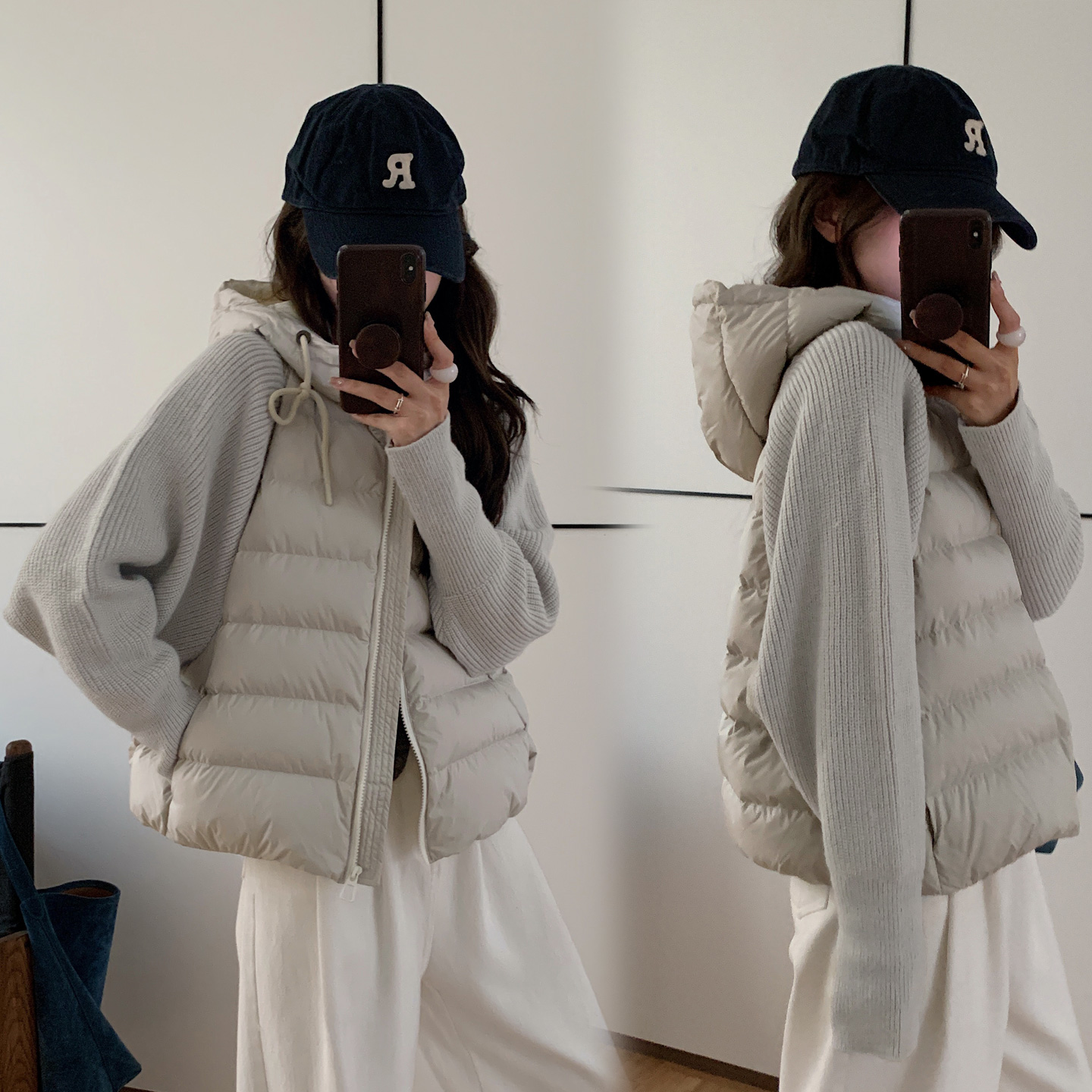 2025新款针织拼接棉服短款保暖外套抽绳纯色女显瘦时尚百搭棉衣潮