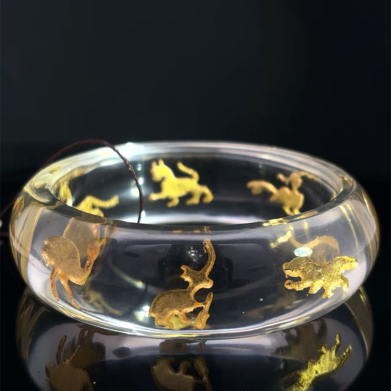 非金属亚克力手镯 动物金箔手镯 福利品时尚镯子精美单圈镶嵌复古