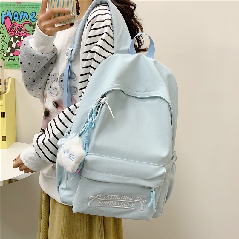 书包双肩包纯色文艺小学生初中生高中生大学生轻便电脑包便携女