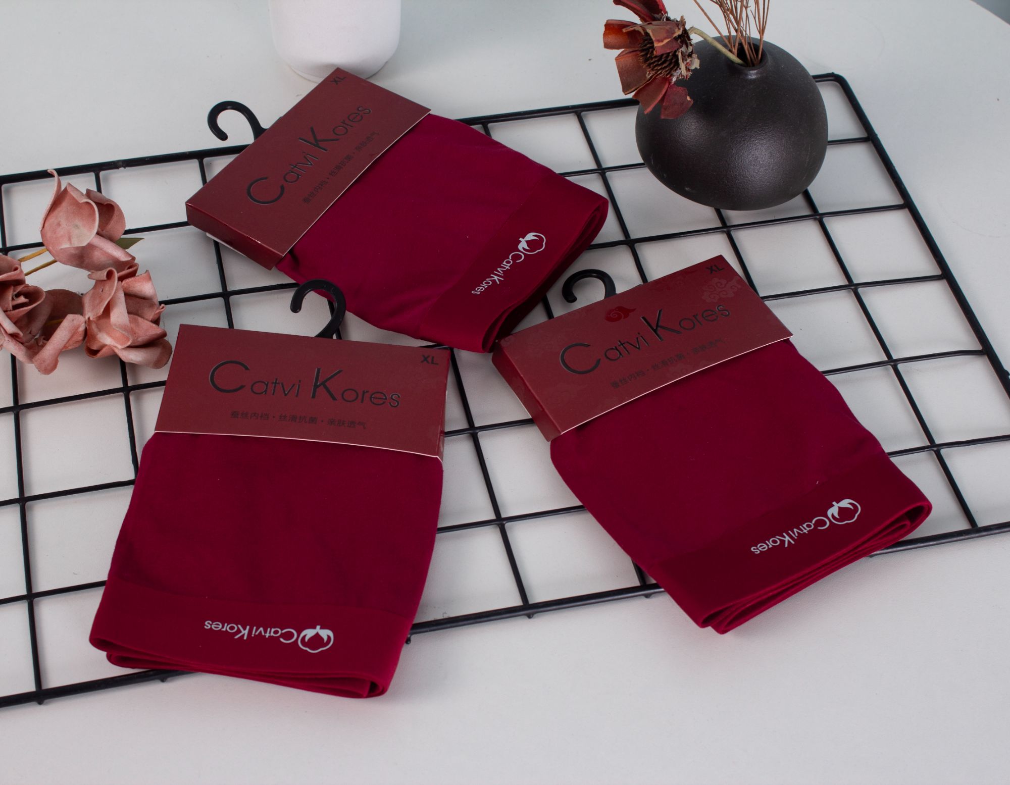 《棉酒红色》2025新酒红男士7A桑蚕丝低档平角内裤轻薄透气舒适无痕