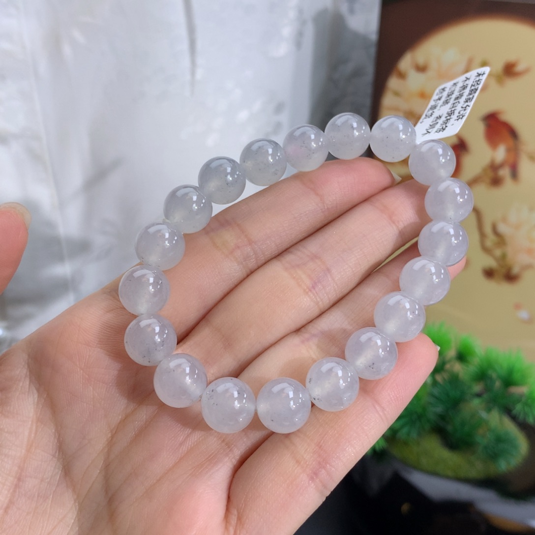 未镶嵌手串翡翠卡10冰胶白底乌鸡