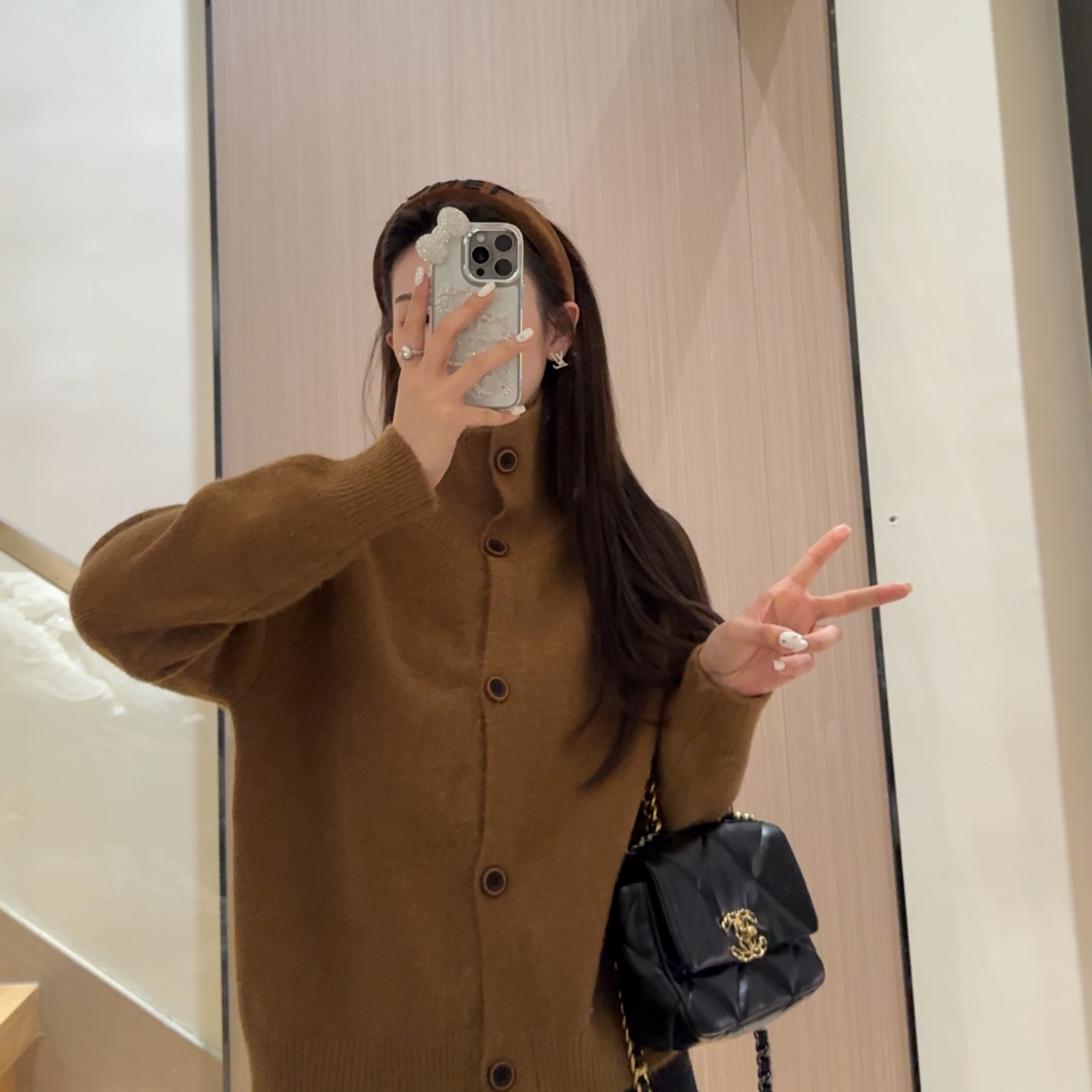 慵懒风高领长袖毛衣开衫外套女秋冬季时尚宽松外穿显瘦针织衫上衣