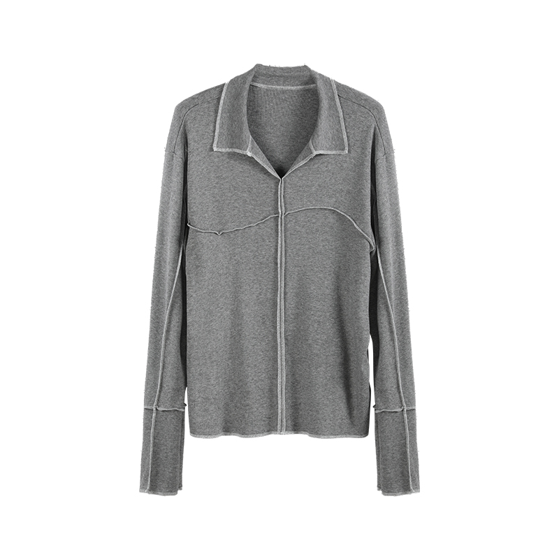 Slight Vogue“经纬”混纺单穿亲肤反做锁边线迹毛织内搭长袖SV4159