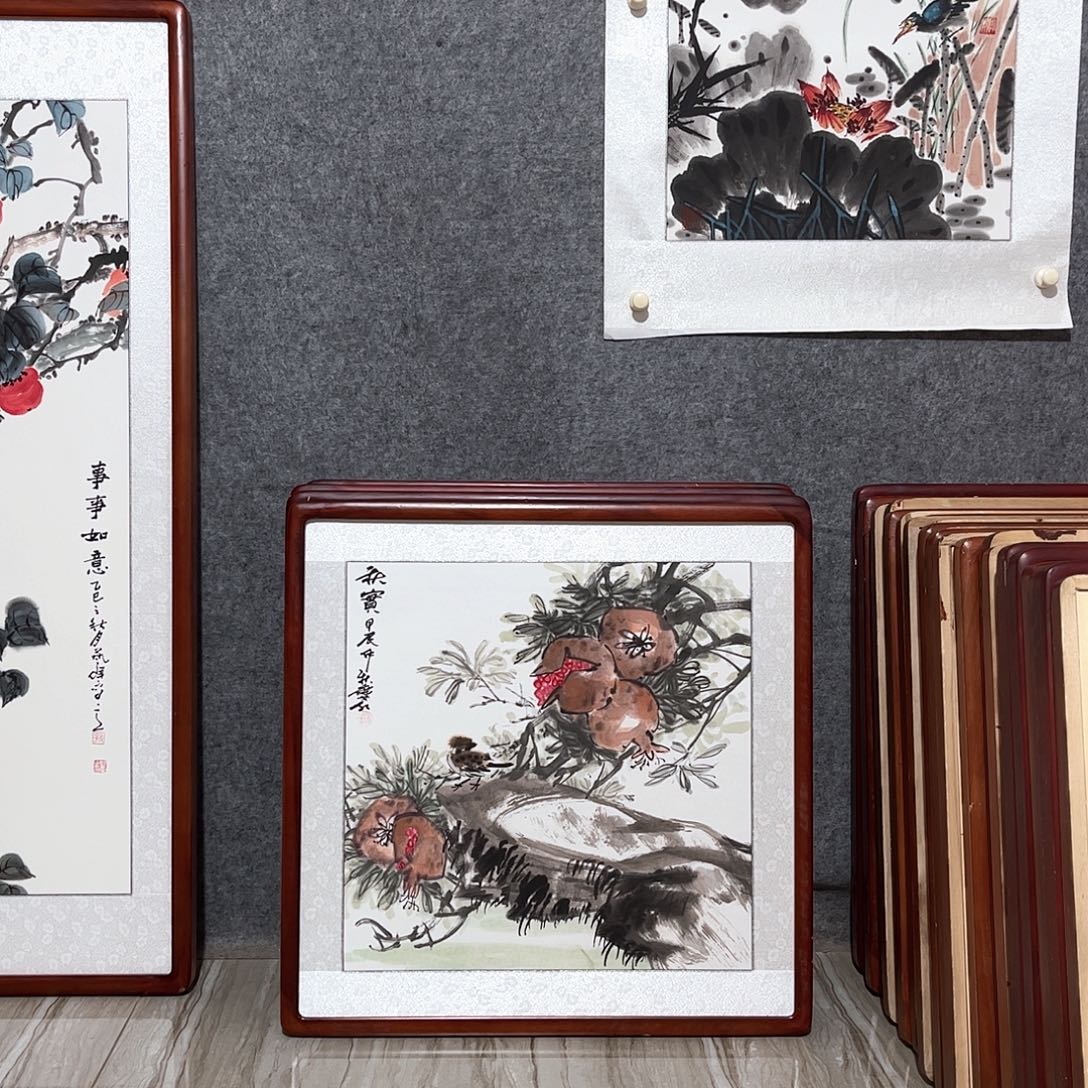 国画书画作品带框63×63