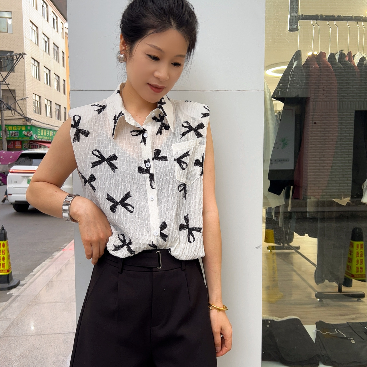 女人阁（衬衫5823）欧货新款减龄时尚显瘦气质衬衫