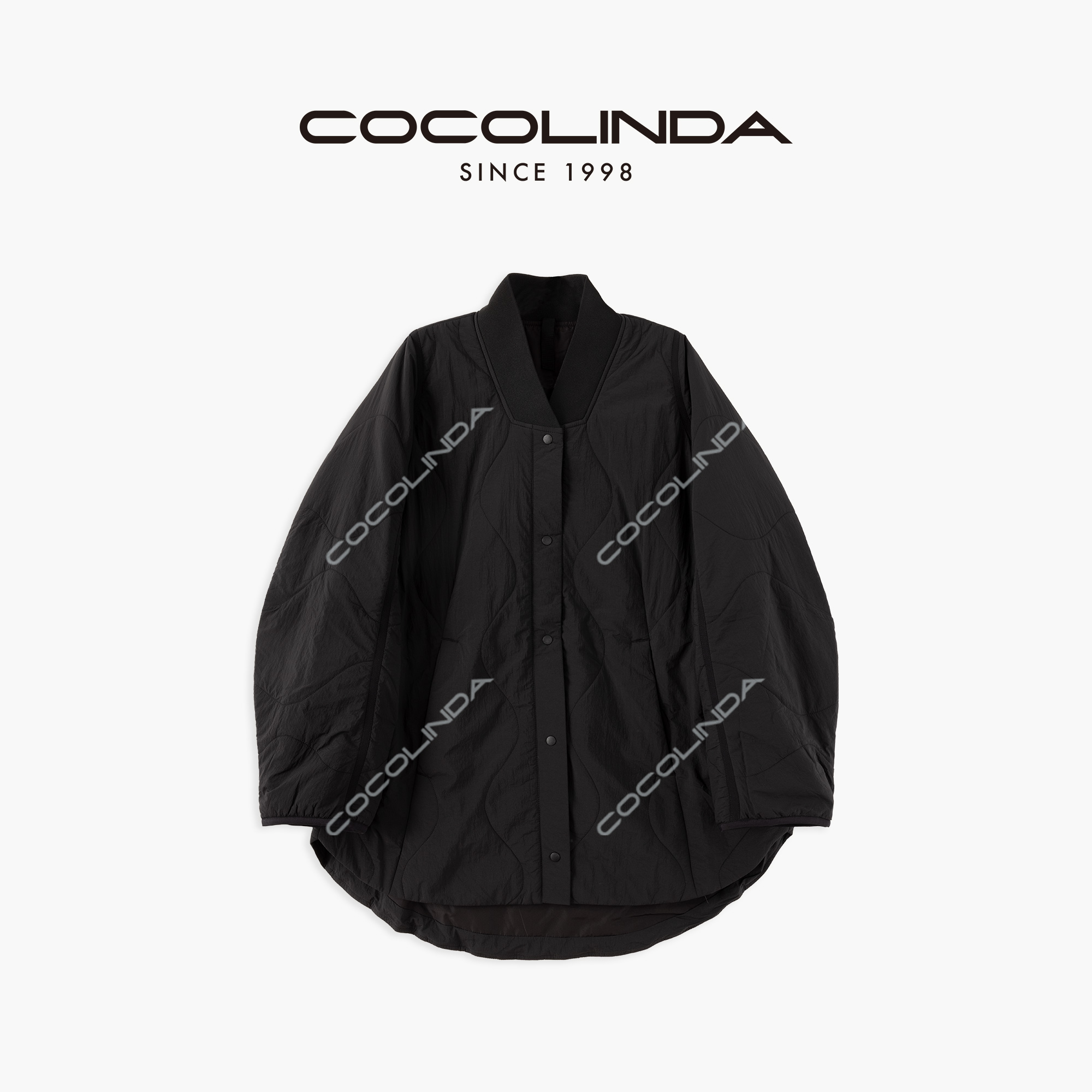 COCOLINDA | 户外男女CP日系薄款运动风棒球领中长款棉服Y2975