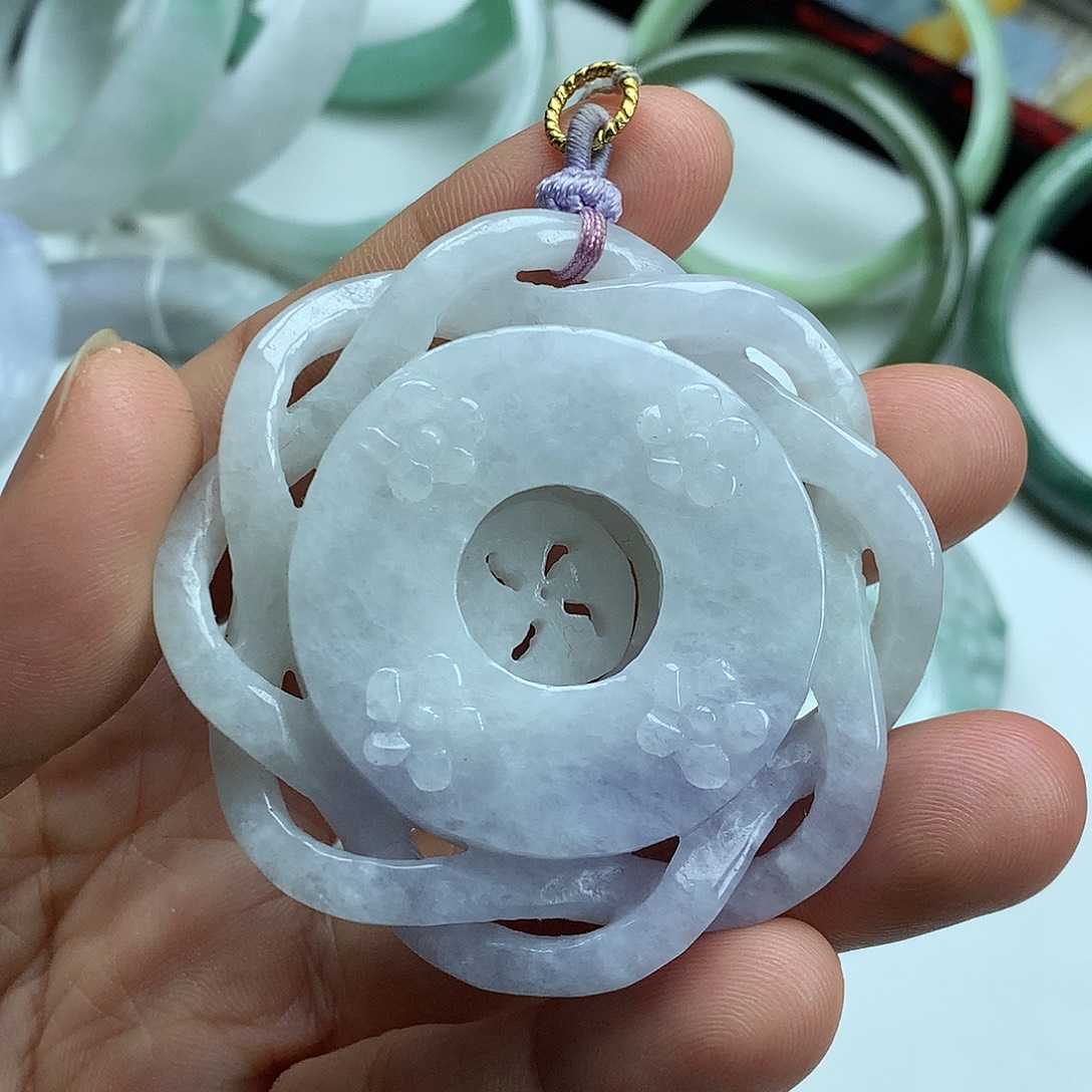 翡翠未镶嵌颈饰天然翡翠花开富贵