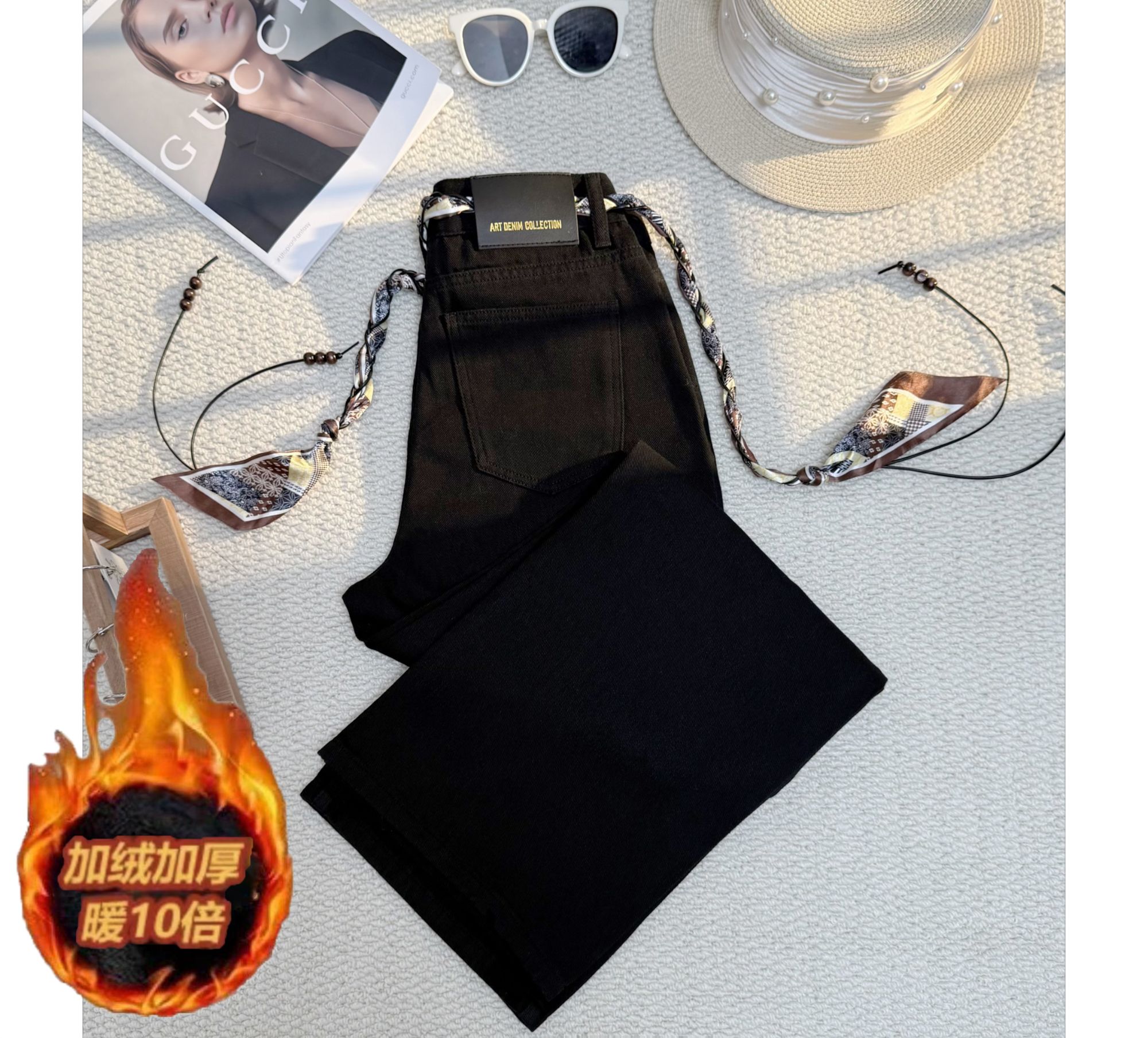 【丝带+现货】秋冬爆款窄版阔腿女裤2025小个子百搭高腰直筒裤加绒