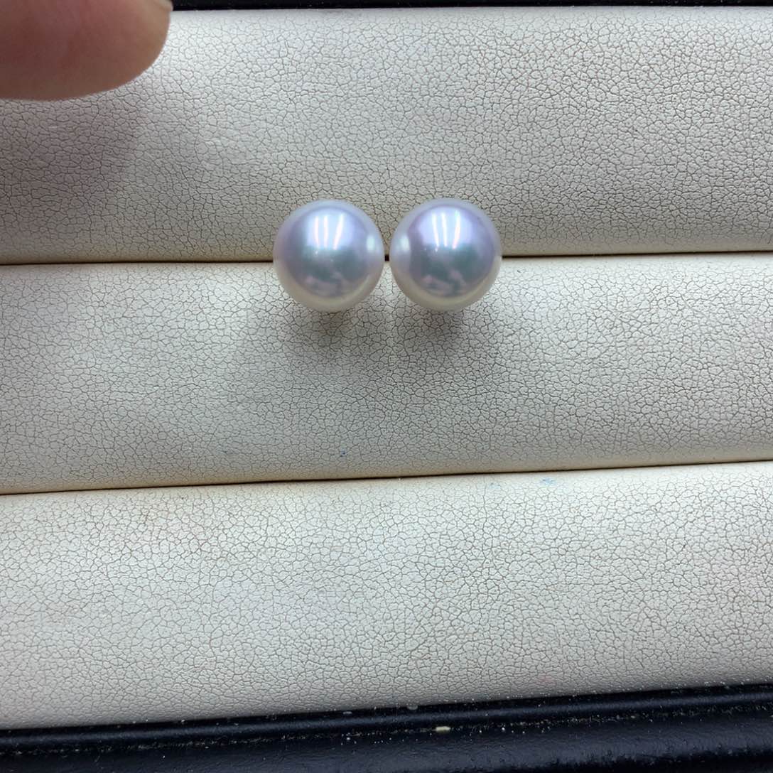 淡水珍珠耳饰18K金镶嵌栗**
