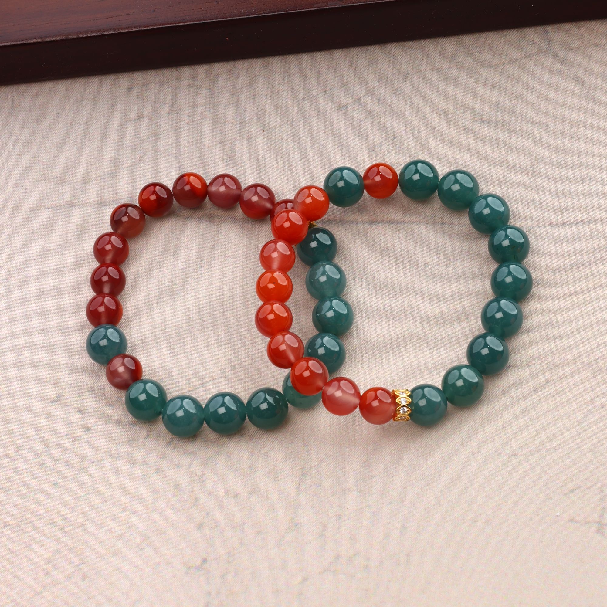 【半江红】火焰纹南红搭蓝翡原创设计款耳饰百搭手串（多样性发其一）