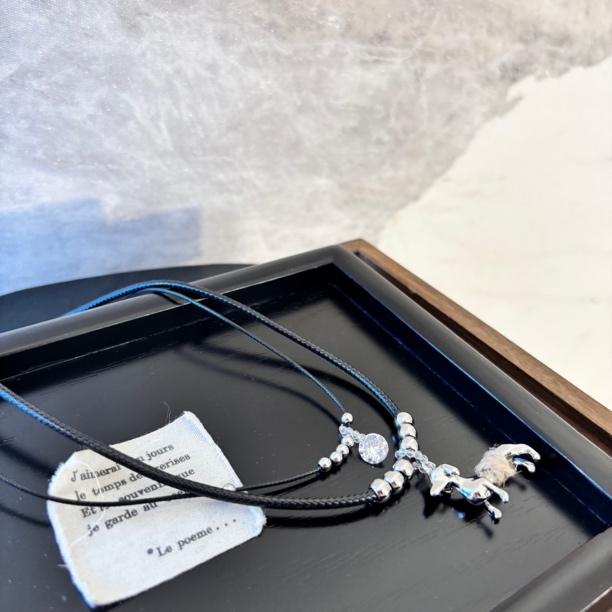 铜合金皮质项链 双层小狗项链XL3703