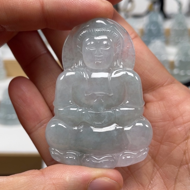 翡翠未镶嵌颈饰天然缅甸翡翠A货观音69号