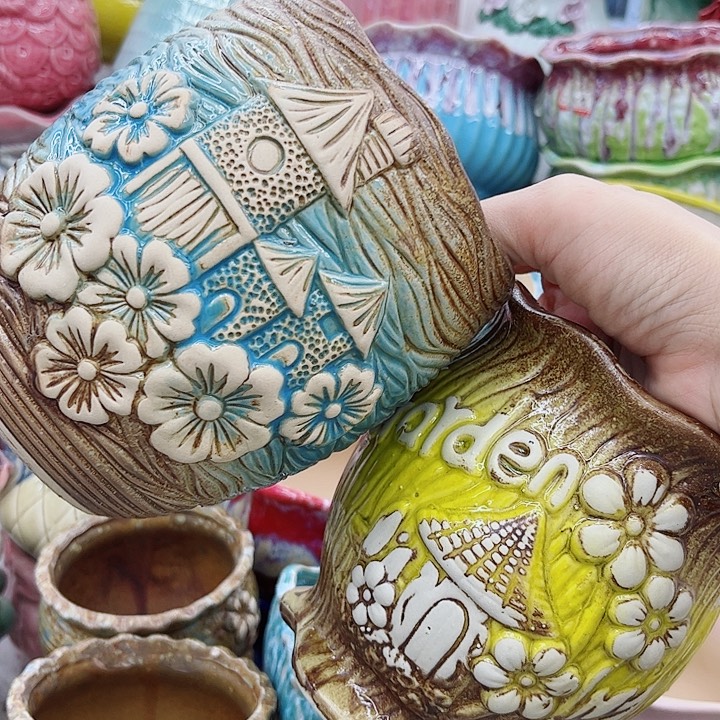 多肉绿植陶瓷花盆9.9包邮，有孔