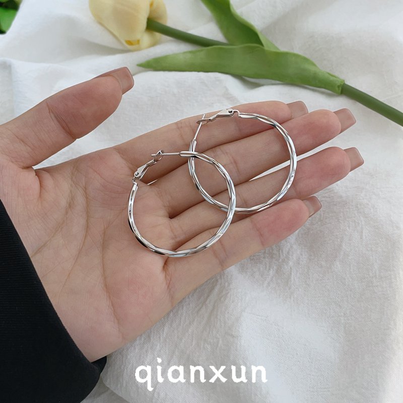 925银耳饰 【微光】圈圈耳环大圈素圈气质女主高级感E266