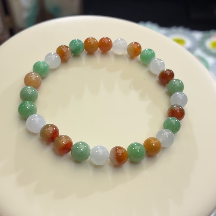 翡翠未镶嵌手链冰胶多宝卡7