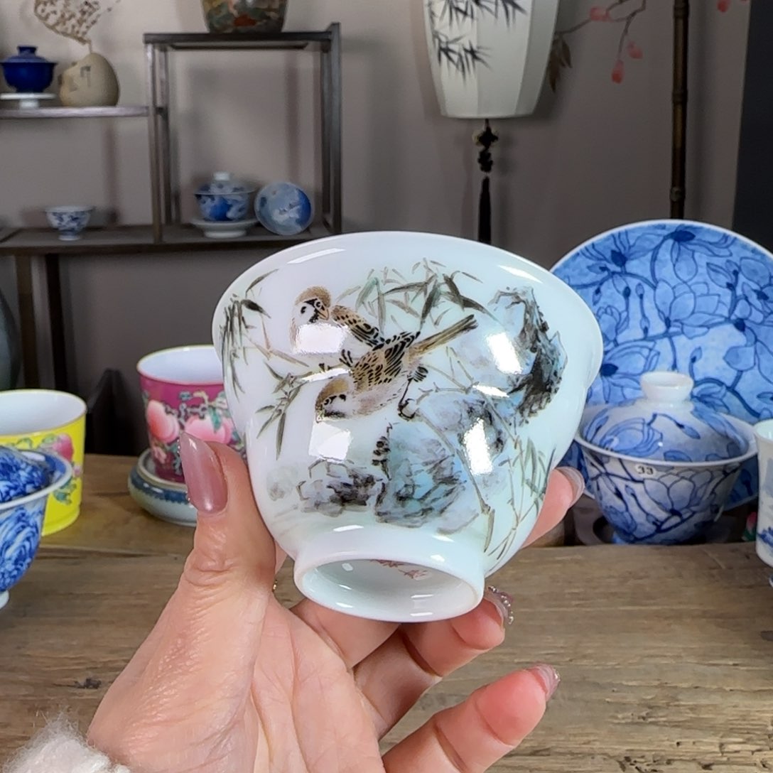 杯景德镇陶瓷柴烧多人