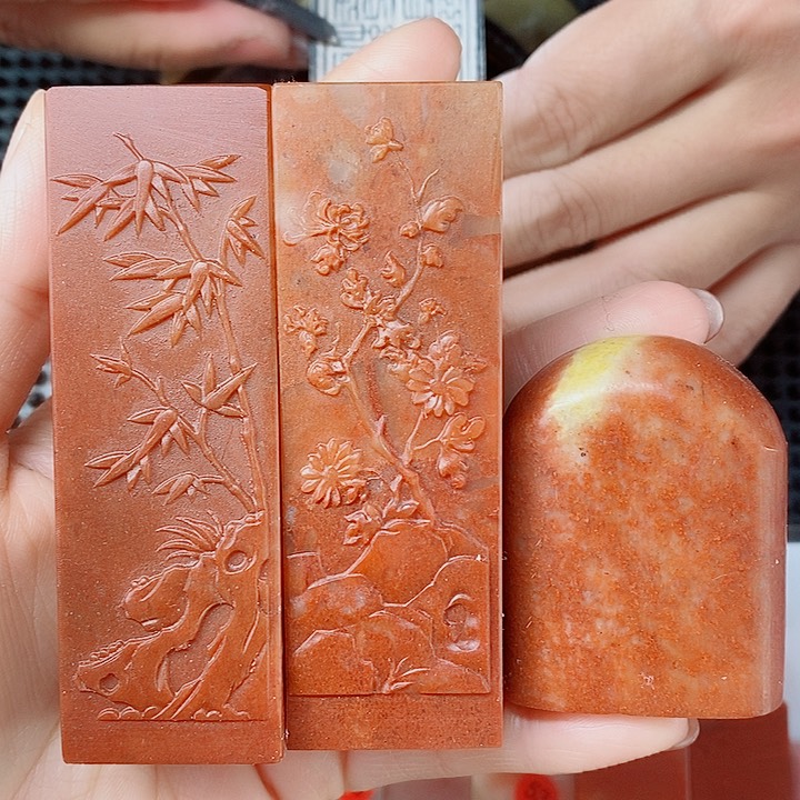 寿山石现场直播梅兰竹菊四君子