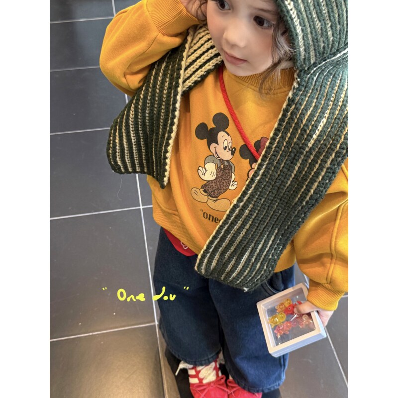 【no退换】25冬 one豆 儿童加厚米奇卡通卫衣宝宝韩版春秋装