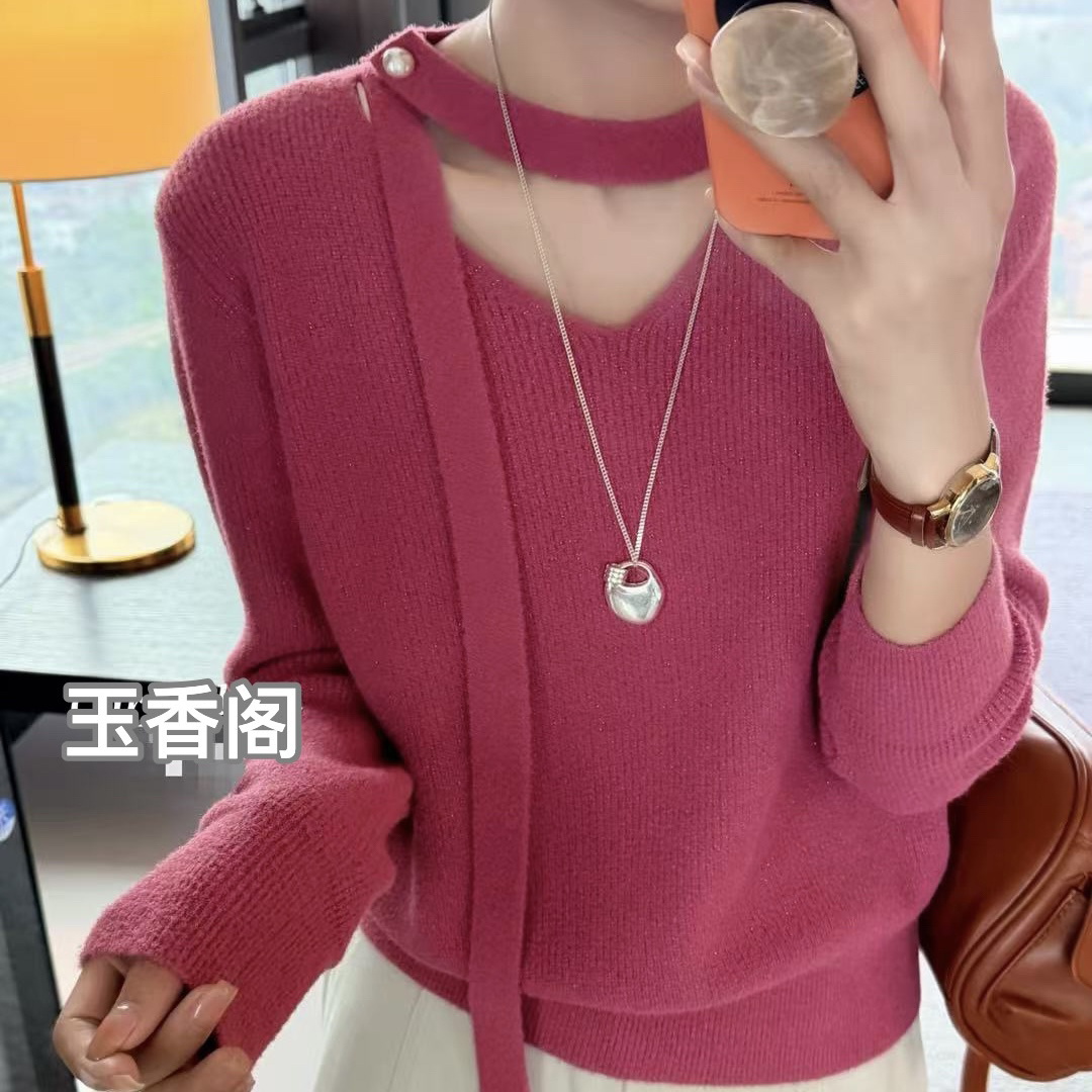 *玉香阁*秋冬新款*韩绒上衣*低领纯色长袖*01#