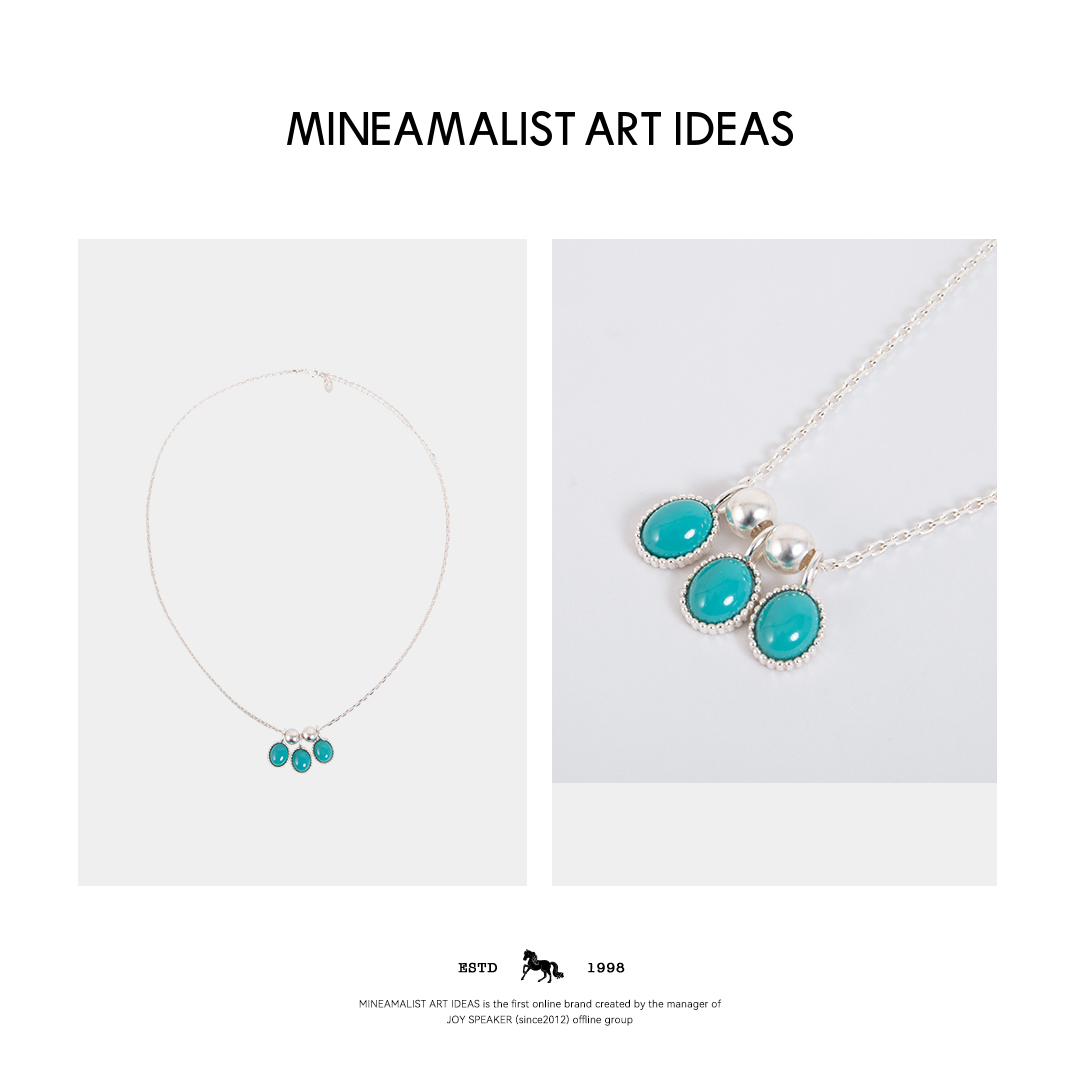 链子925银 925纯银镶嵌绿淞三石挂坠项链3698M