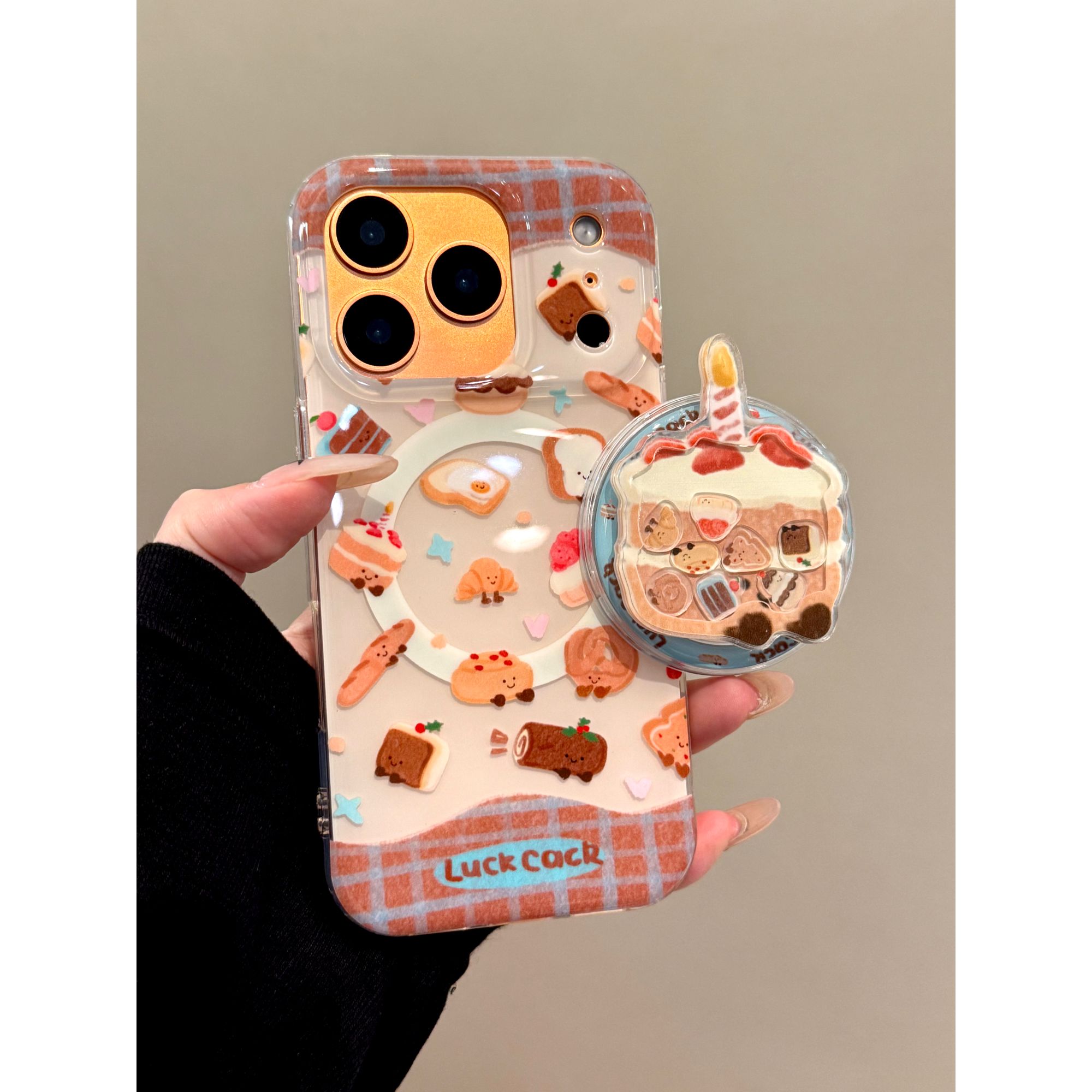 适用苹果iphone17promax摇摇乐蛋糕16pro磁吸15支架14ins风手机壳