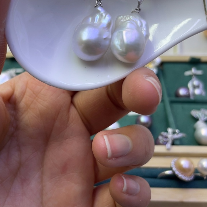 淡水珍珠耳饰银S925镶嵌