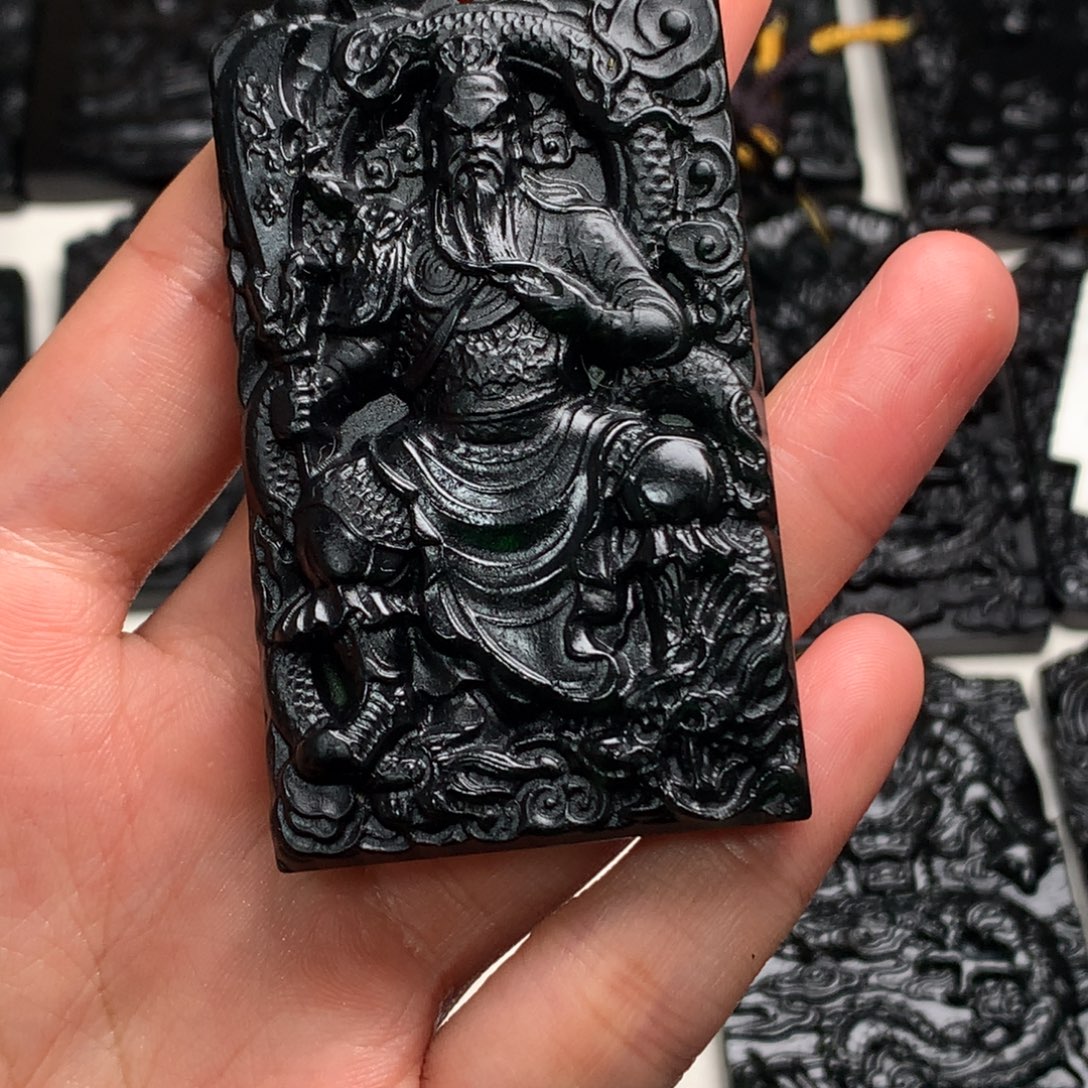 天然缅甸a货钢琴黑挂件