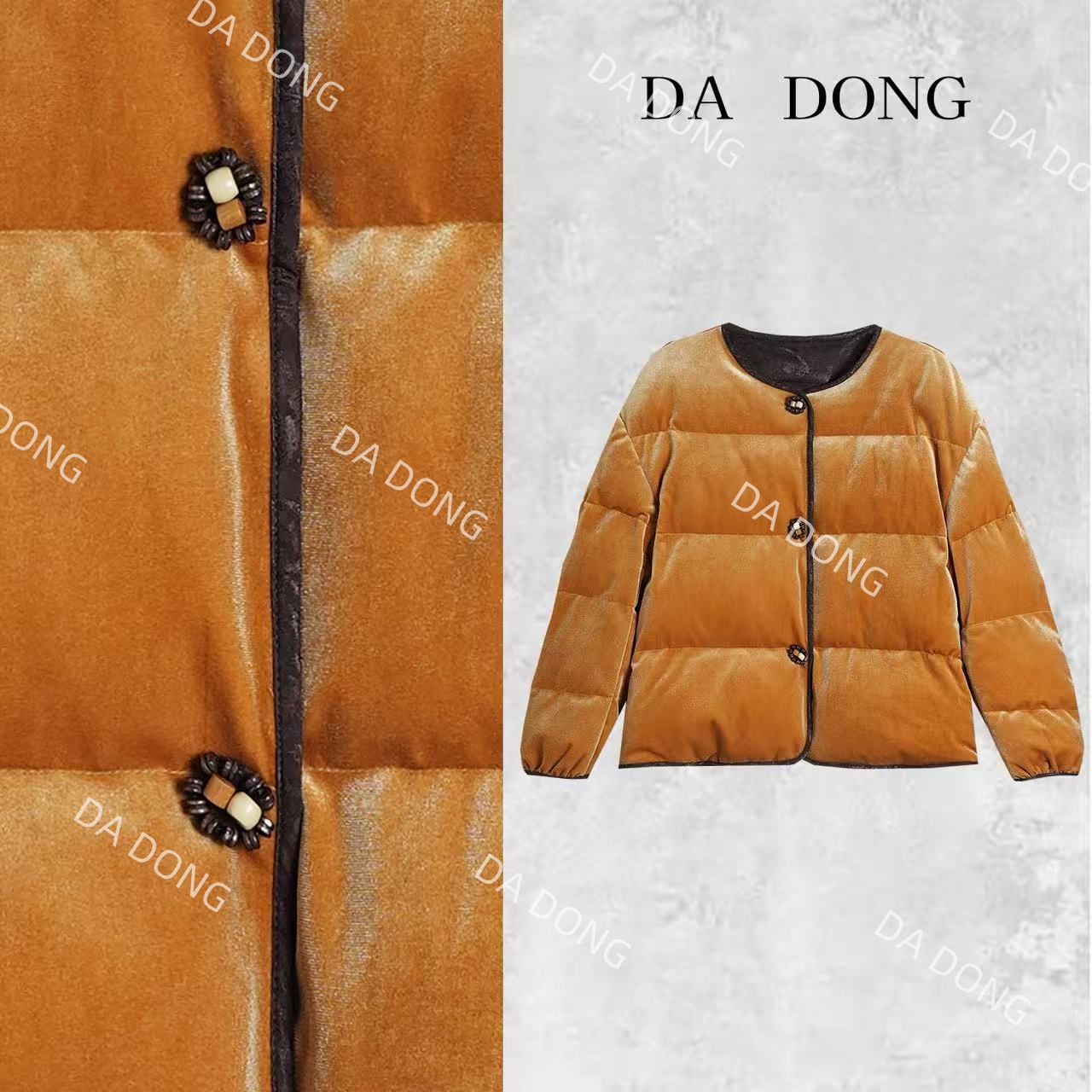 【棉服】金丝杏--新中式加棉设计师高定轻奢宽松休闲复古圆领国潮