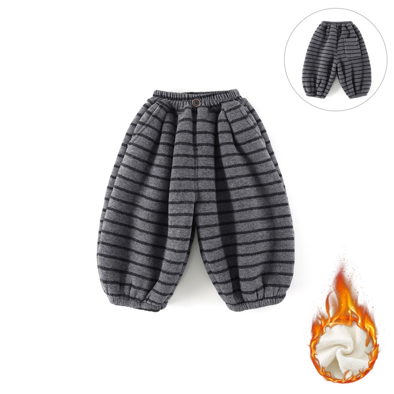 【加绒加厚】儿童卫裤冬季新款男童长裤韩版条纹口袋保暖裤子CK456