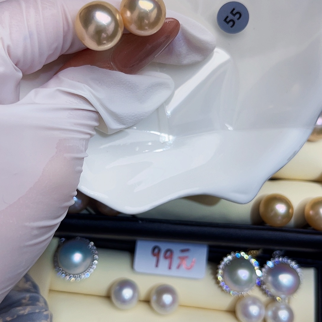 淡水珍珠银S925镶嵌耳饰