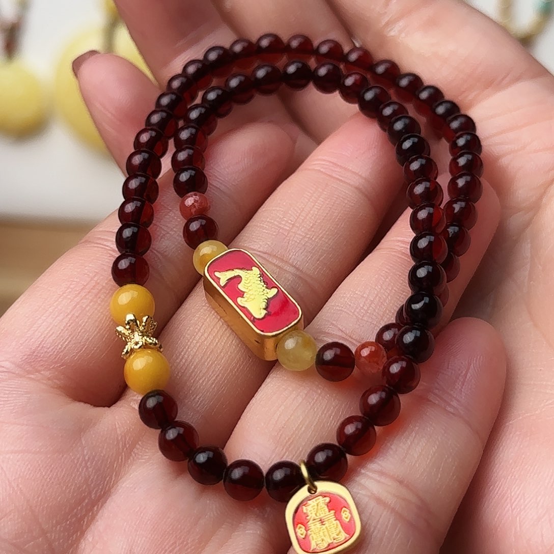 琥珀耳饰未镶嵌双圈