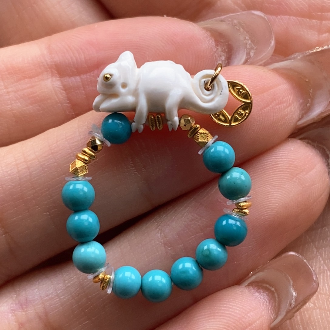 绿松石颈饰18K金镶嵌