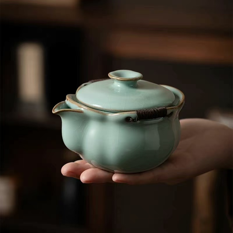 厚湖窑 象心定雅 黛青色 一壶两杯旅行套装