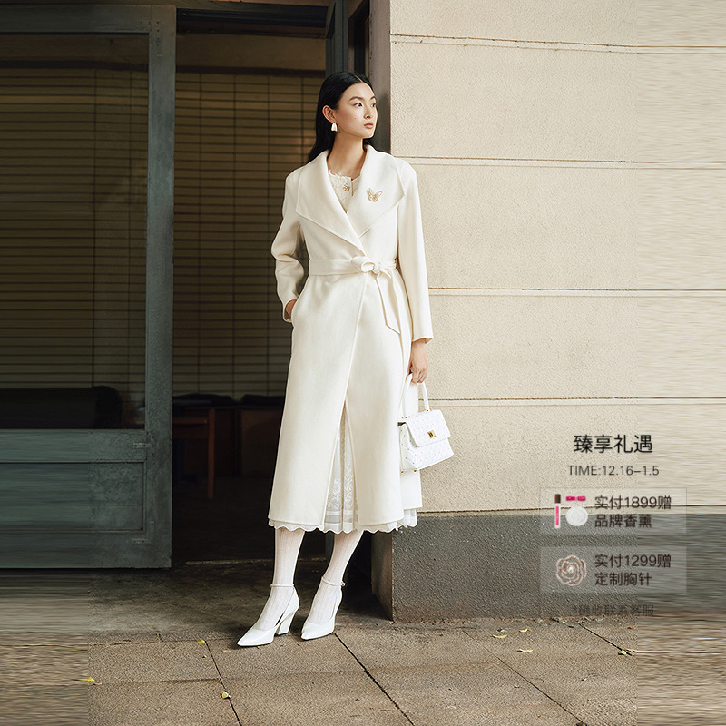 珂莱蒂尔【羊毛羊绒】Koradior商场同款2025秋气质羊毛大衣呢外套