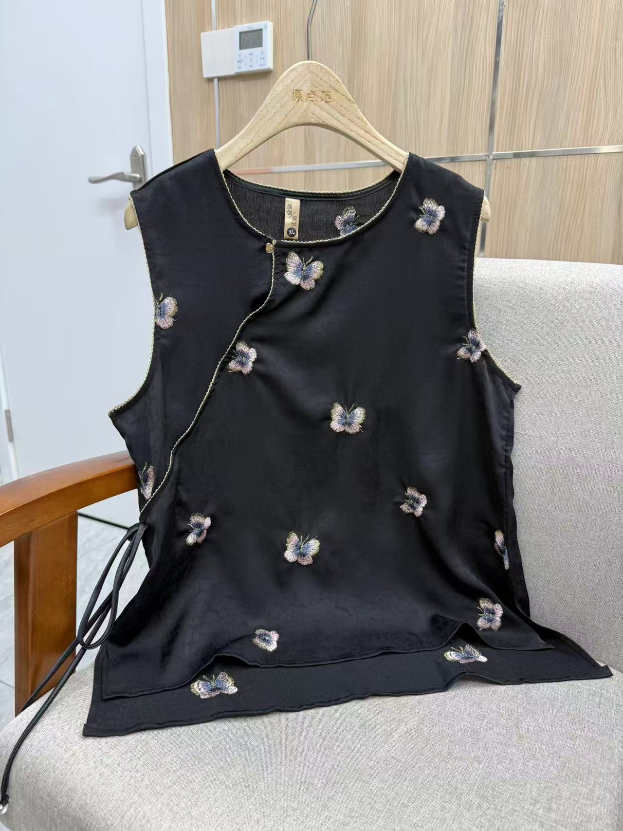 常规款提花短袖薄款上衣夏季小衫刺绣双层1061Z