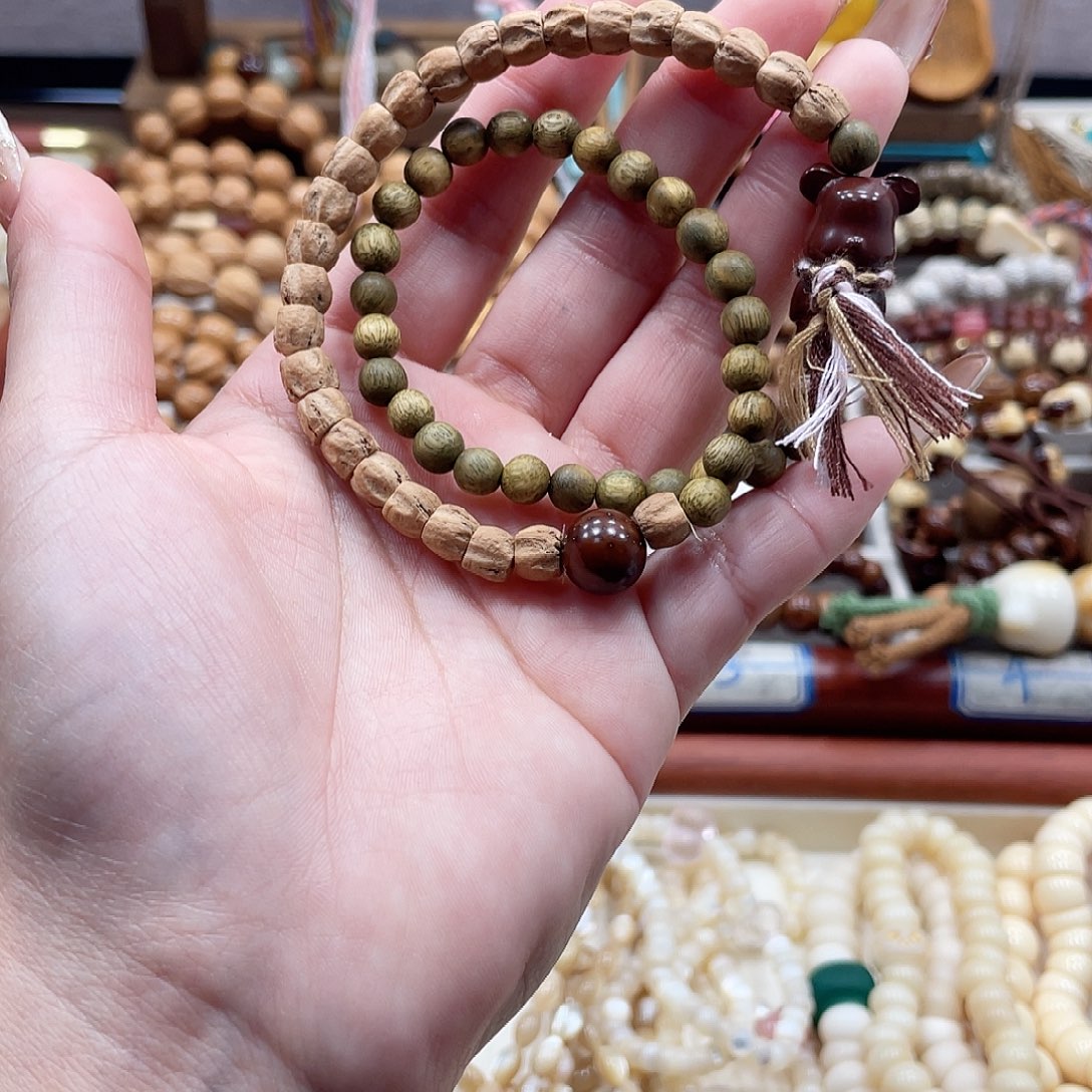 猴头核桃吊坠绿檀➕百香籽双圈diy