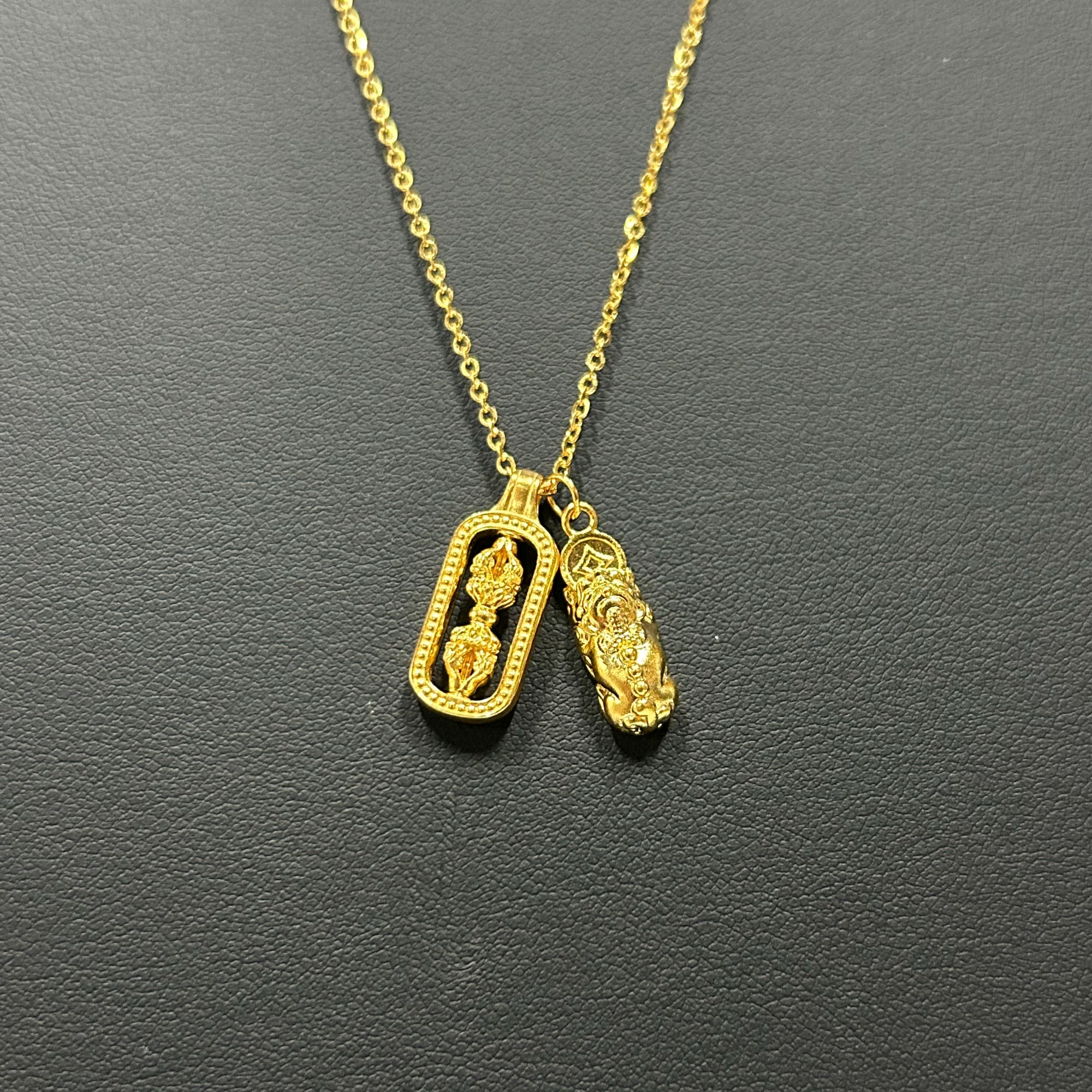 【水贝黄金】足金999貔貅金刚杵叠戴套链新中式国潮素款精致