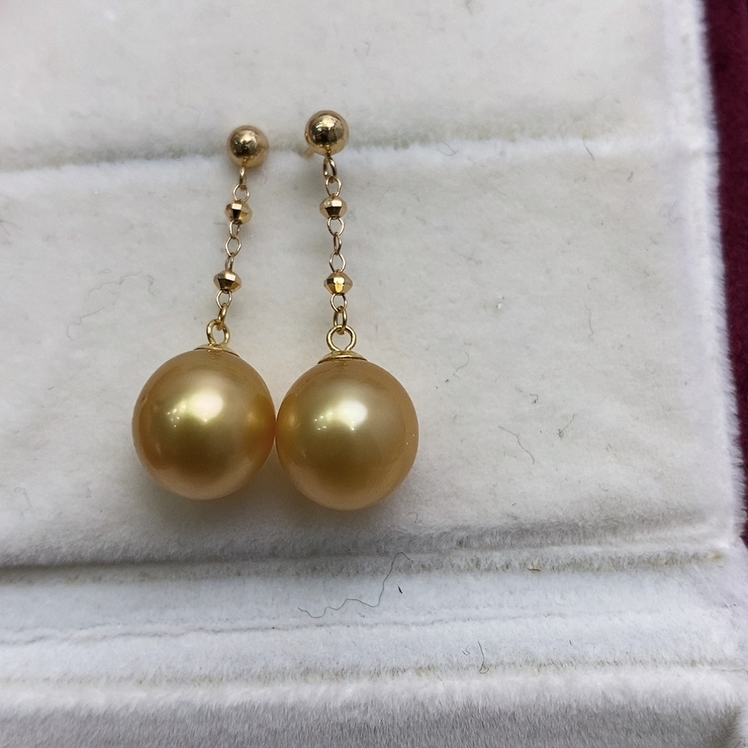 海水珍珠耳饰18K金镶嵌8.9m m