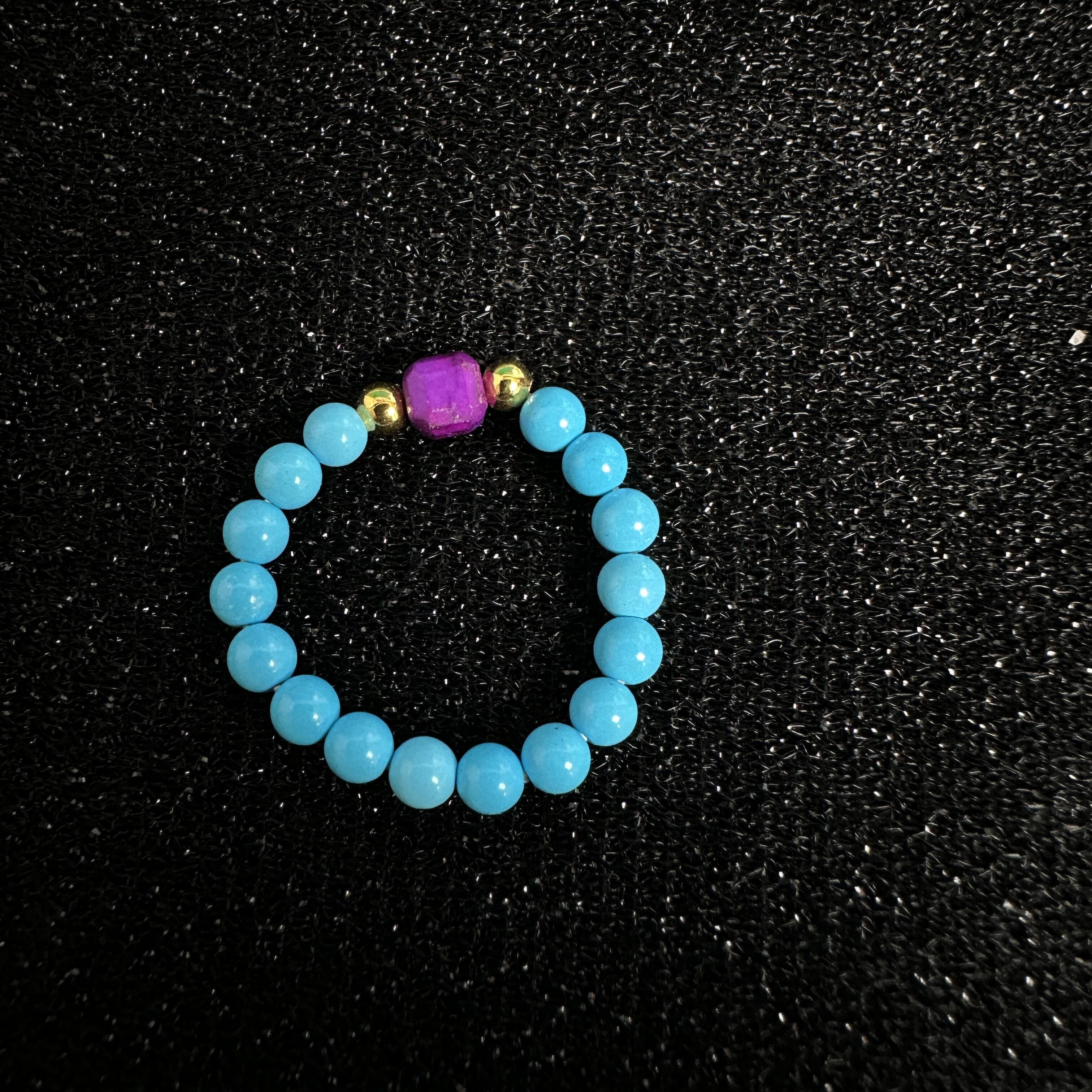 创意百搭蓝色小米珠戒圈时尚美观