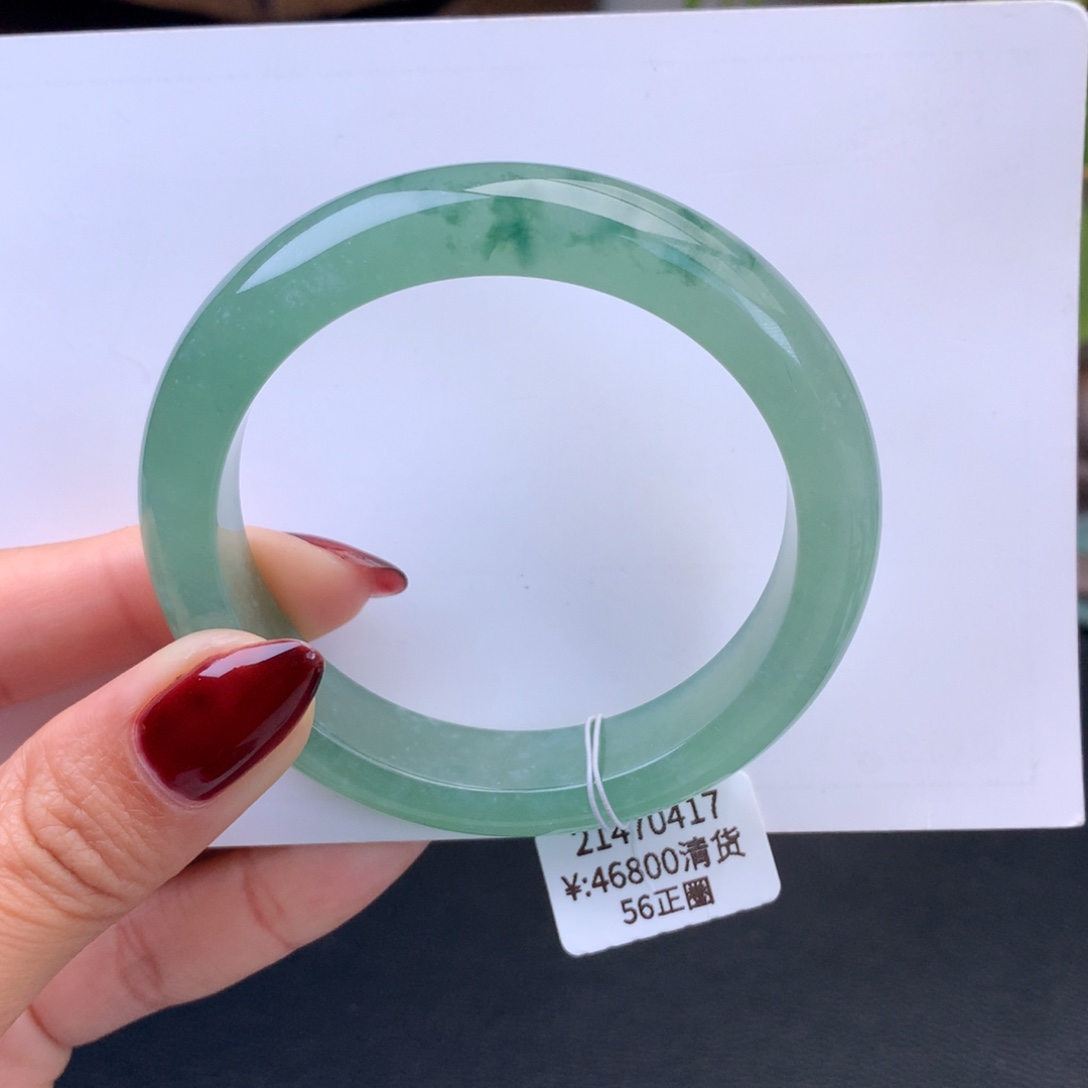 翡翠手镯未镶嵌冰晴绿飘花手镯