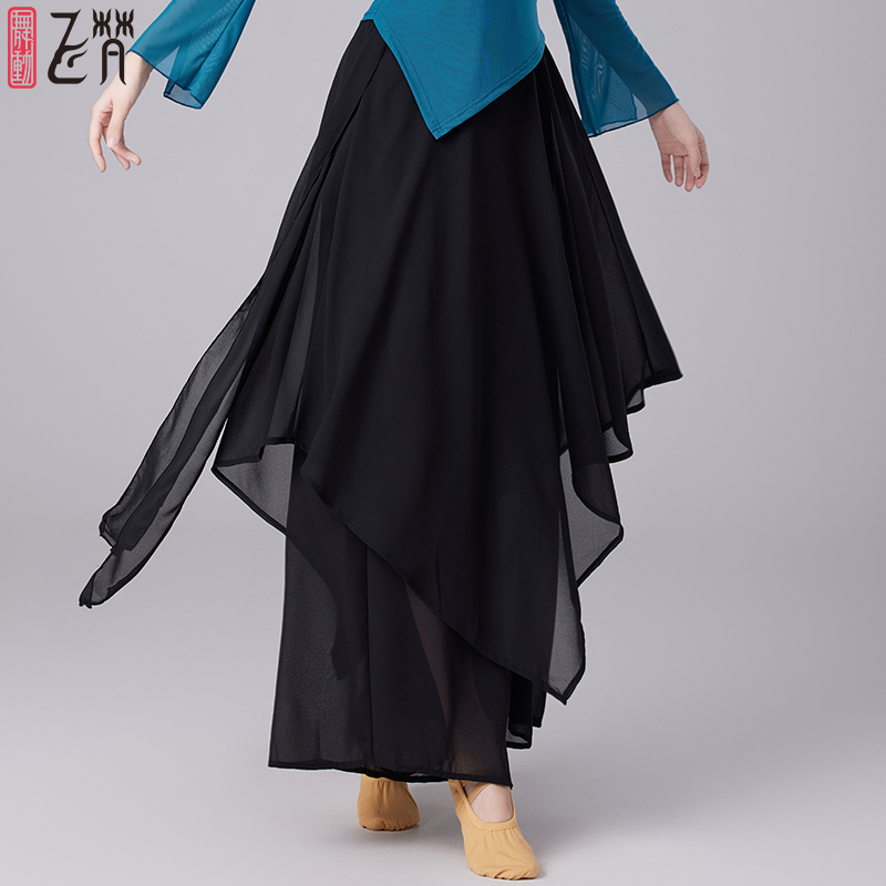 现代舞蹈裤女飘逸宽松仙气雪纺裙裤古典舞演出服装阔腿裤
