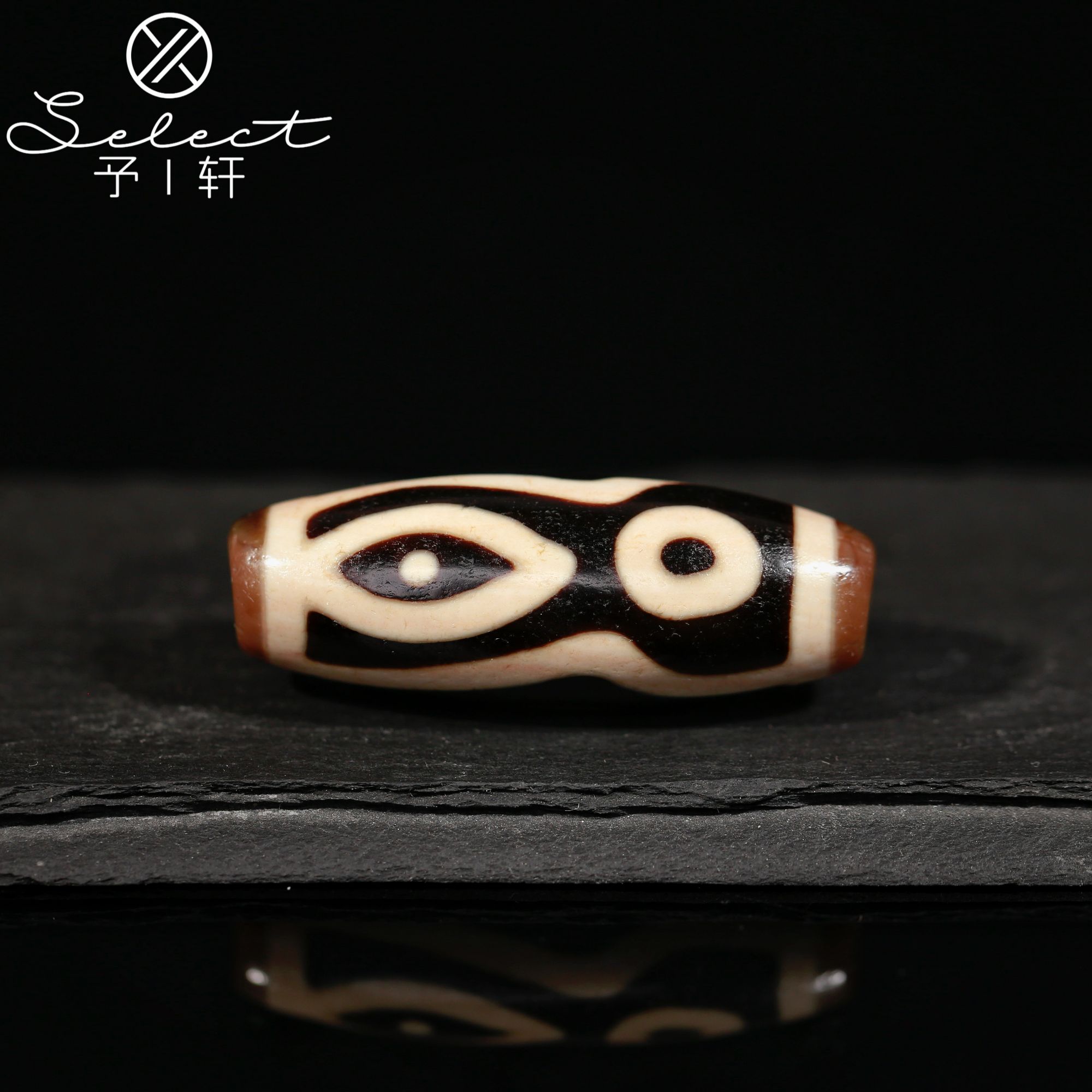 予轩出品；行运任晓攀亲工顶料爆砂星辰圣湖三眼48.5*17mm天珠吊坠