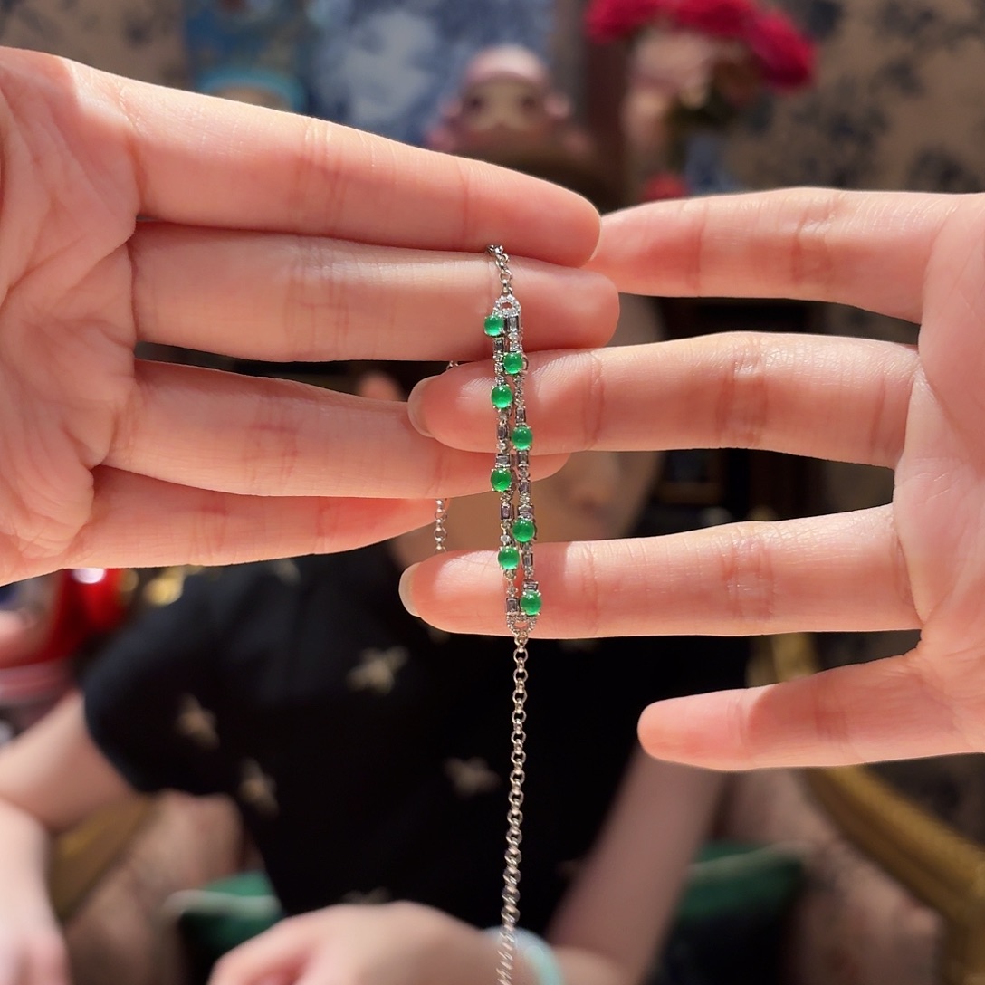 翡翠手链18K金镶嵌手链