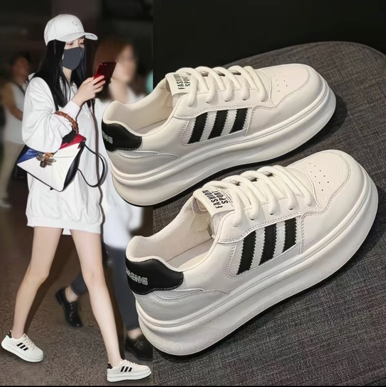 潮牌小白鞋女款2025年秋冬季新款增高板鞋百搭休闲运动女鞋