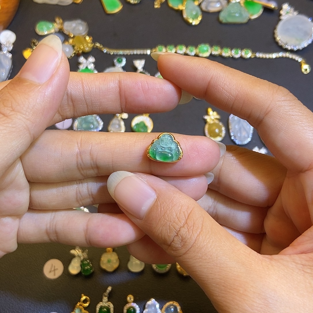 翡翠银S925镶嵌吊坠(不含链)