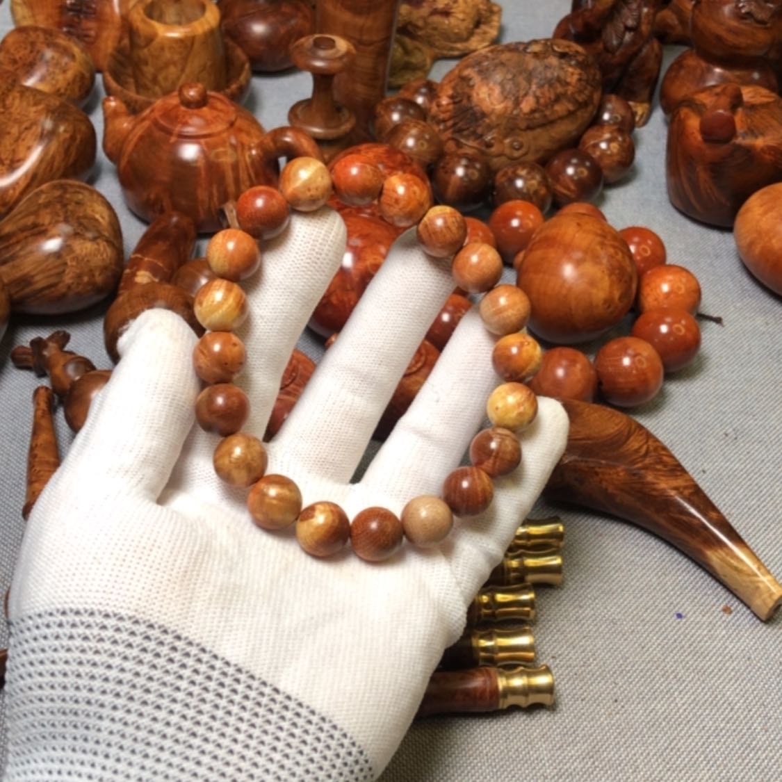 【闪购商品】木麻梨疙瘩火琉璃手把件